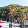 高尾山口駅前の山と紅葉